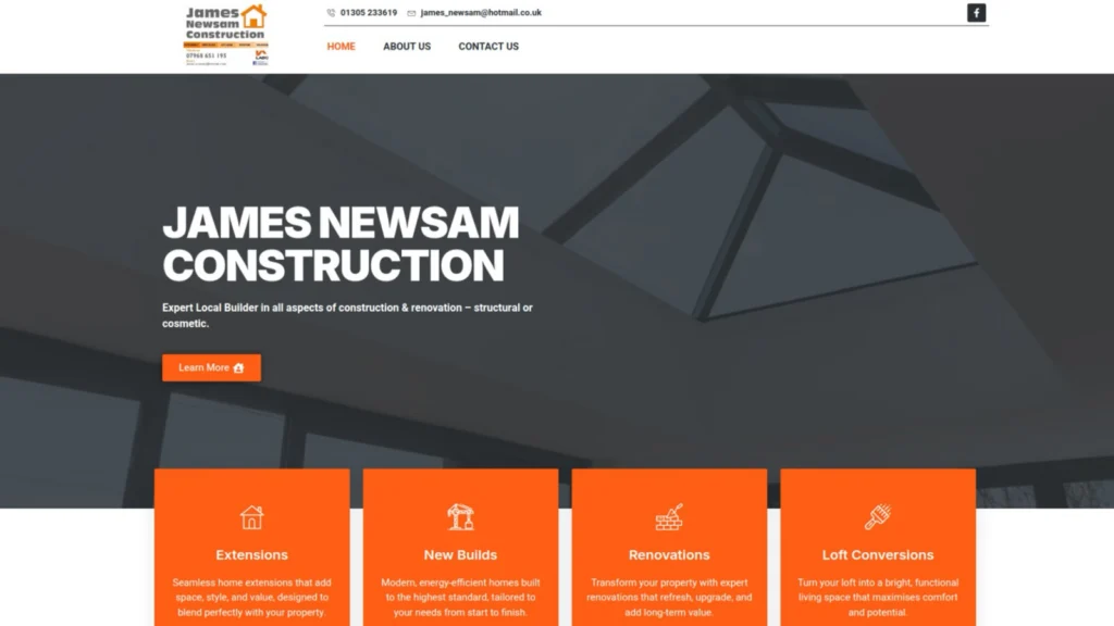 James Newsam Construction website designed by SitesByElliott
