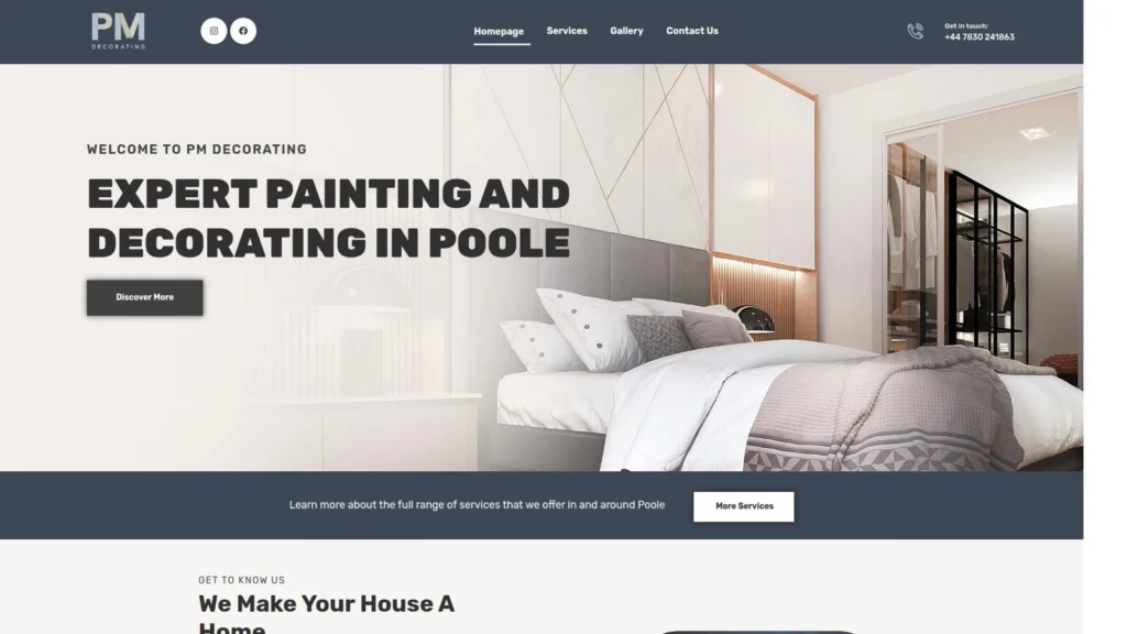 PM Decorating website designed by SitesByElliott