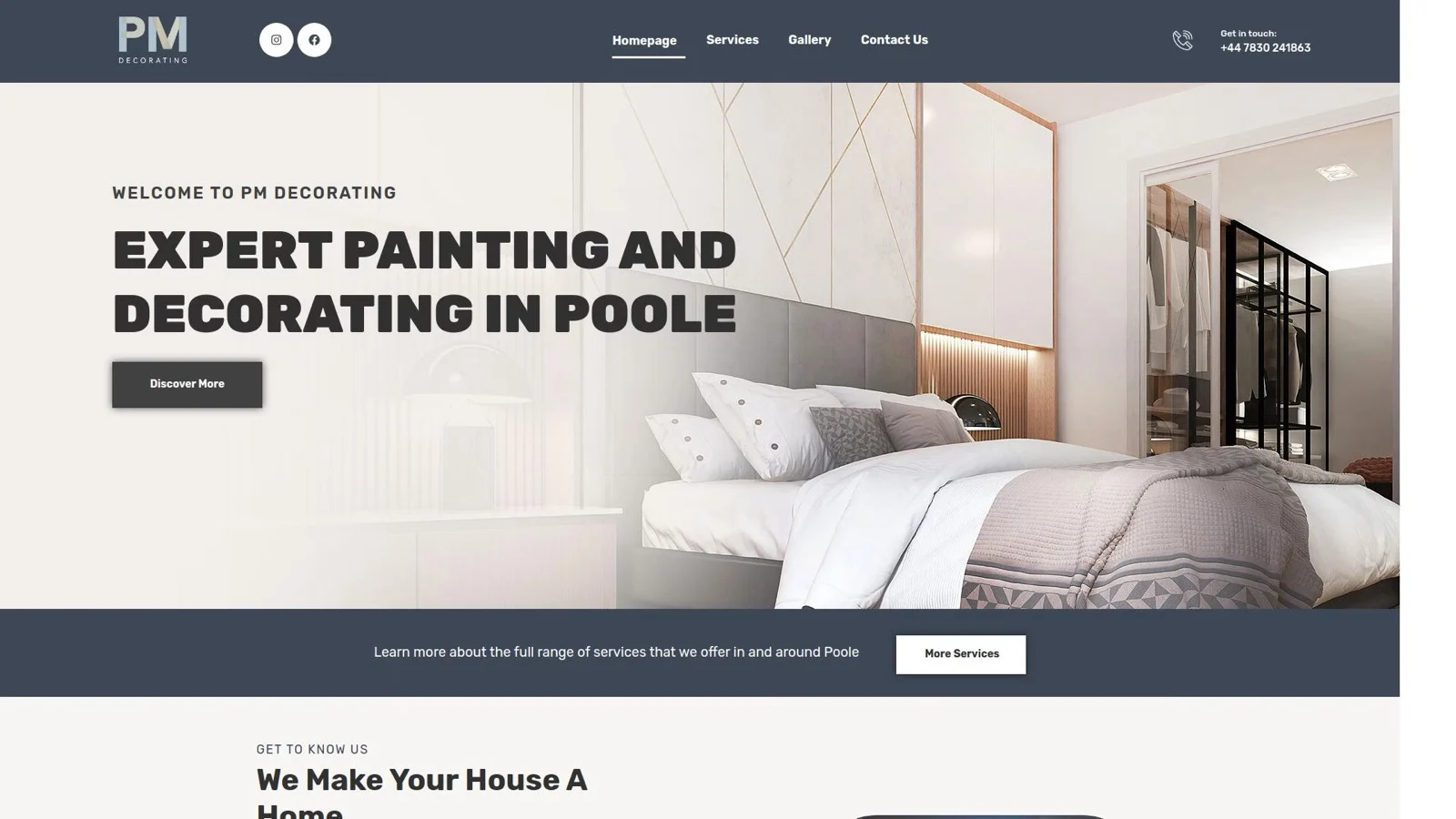 PM Decorating website designed by SitesByElliott